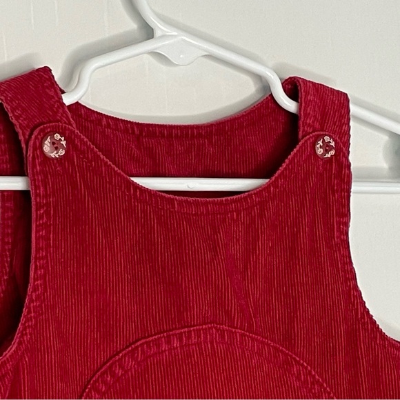Red Corduroy Floral Embroidery Jumper Dress 18M Cotton - Picture 6 of 11